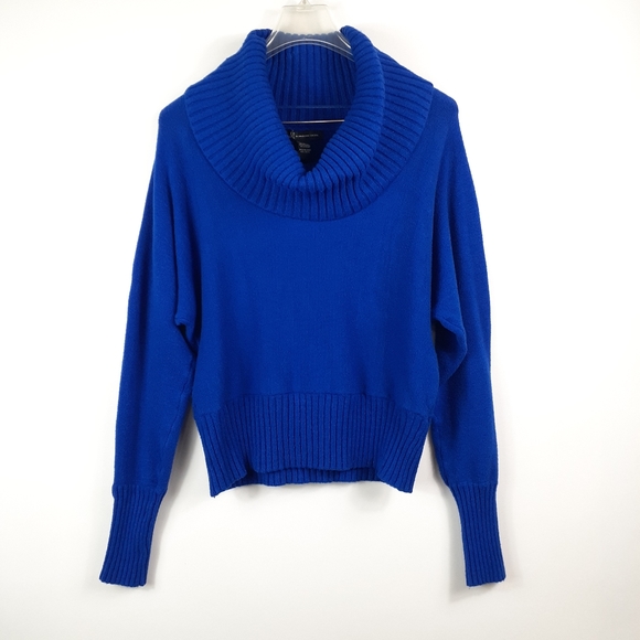 INC Blue Cowl Neck Fold Over Turtleneck Dolman Cro - Picture 2 of 11